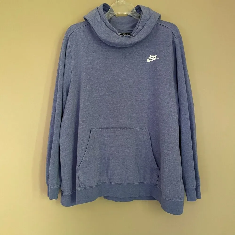 Nike Funnel Neck Womens 1X Hoodie Blue Sportswear